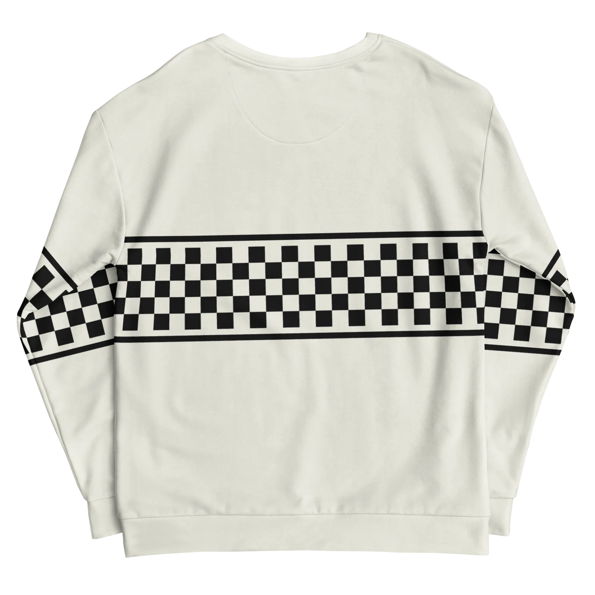 CHECKERED FLAG SWEATSHIRT - WHITE - ClassicPaddockStore