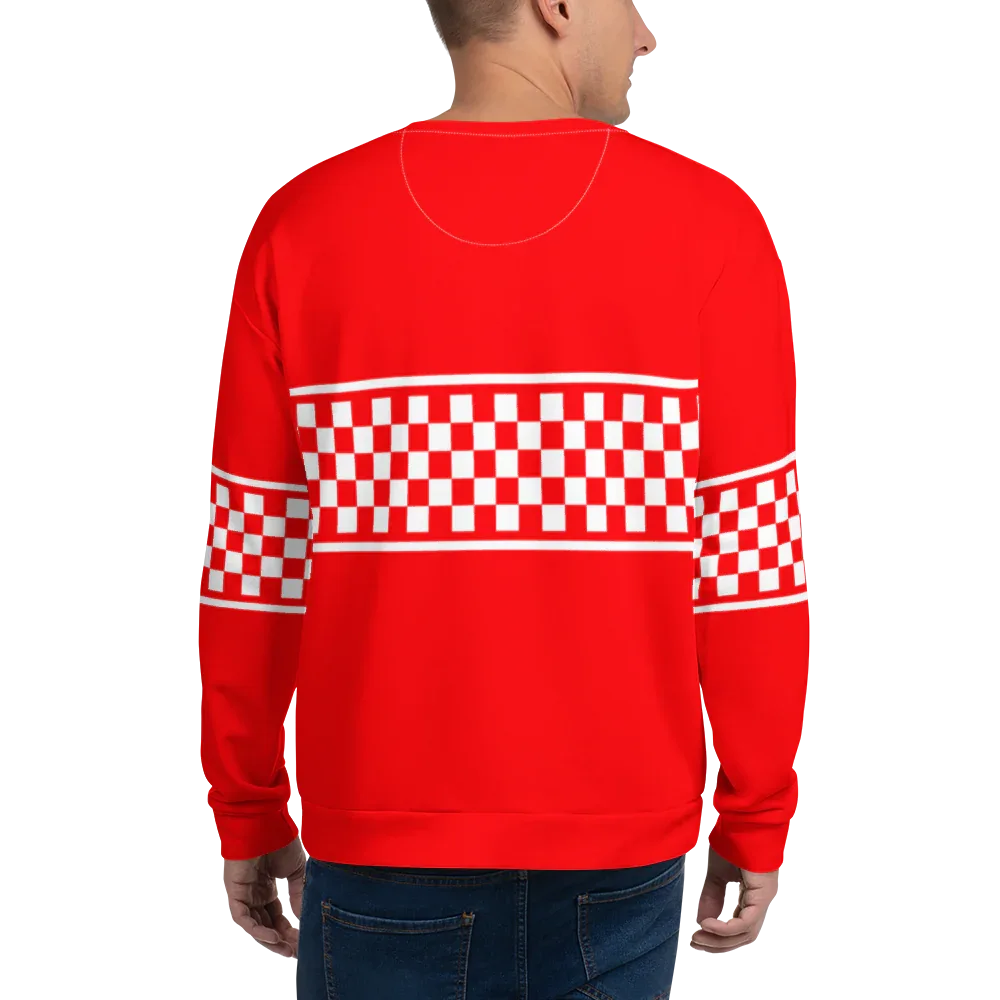 CHECKERED FLAG SWEATSHIRT - RED - ClassicPaddockStore