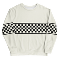 CHECKERED FLAG SWEATSHIRT - WHITE - ClassicPaddockStore