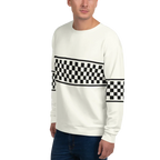CHECKERED FLAG SWEATSHIRT - WHITE - ClassicPaddockStore