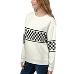 CHECKERED FLAG SWEATSHIRT - WHITE - ClassicPaddockStore